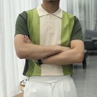 Colorblock pel Short Sleeve Slim Fit Knit Polo Shirt