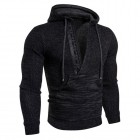 Men's Patchwork  Hooded Drawstring Sweater