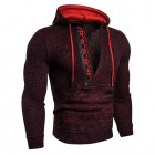 Men's Patchwork  Hooded Drawstring Sweater