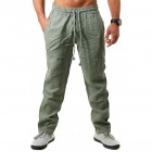 Men's Casual Cotton Linen Loose Drawstring Waist Trousers