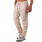 Men's Casual Cotton Linen Loose Drawstring Waist Trousers