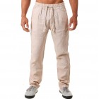 Men's Casual Cotton Linen Loose Drawstring Waist Trousers