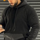 Men's Plush Warm Fabric Stitching Hooded Sweatshirt