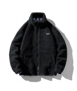 Hip Hop Winter Fleece Fluffy Jacket Streetwear Zipper Coat