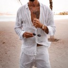 Vacation Regur Fitted Linen Shirt