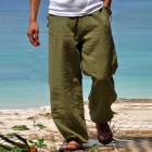 Men's Linen Estic Waist Breathable Estic Foot Casual Pants