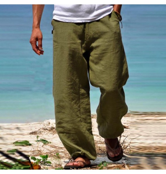 Men's Linen Estic Waist Breathable Estic Foot Casual Pants