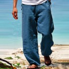 Men's Linen Estic Waist Breathable Estic Foot Casual Pants