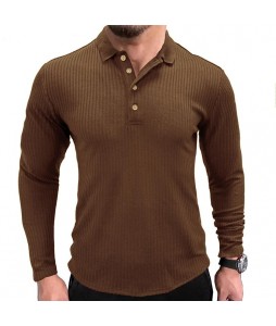 Men's Outdoor Pit Strip Bottoming Long Sleeved Polo Shirt