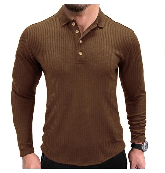 Men's Outdoor Pit Strip Bottoming Long Sleeved Polo Shirt