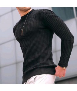 Men's Pullover Knit Long Sleeve Cotton T Top