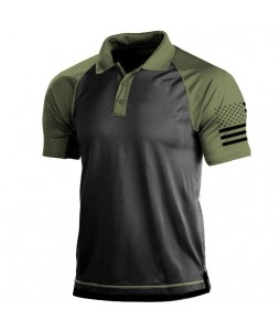 Men's Outdoor American Fg Tactical Sport PoLo Neck T-Shirt