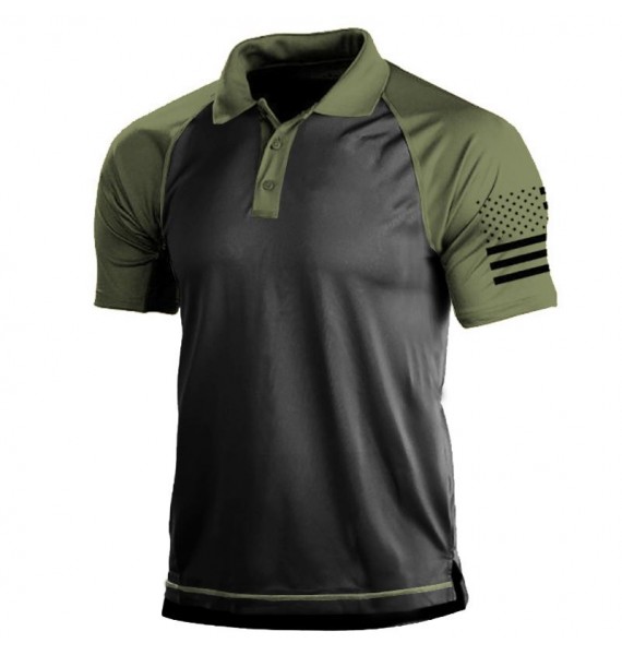 Men's Outdoor American Fg Tactical Sport PoLo Neck T-Shirt