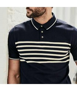 Men's Henley pel Button Stripe Short Sleeve T-Shirt