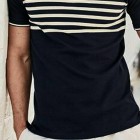 Men's Henley pel Button Stripe Short Sleeve T-Shirt