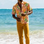 Men's Seaside Beach Print Short Sleeve Shirts Casual Holiday Vacation Suit Shirts