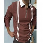 Striped Contrast Long Sleeve Polo Top