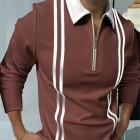 Striped Contrast Long Sleeve Polo Top