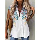 Casual Loose Floral Print Short Sleeve Blouse