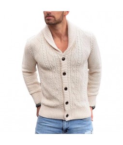 Men's Casual Solid Color Button Long Sleeve Knit Cardigan