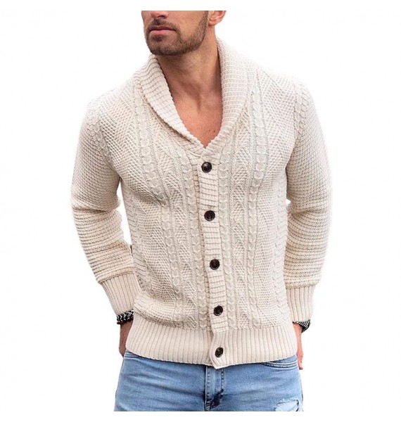 Men's Casual Solid Color Button Long Sleeve Knit Cardigan