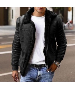 Men's Faux Deerskin Plush Lined Jacket