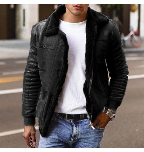 Men's Faux Deerskin Plush Lined Jacket