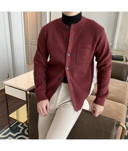 Men's Elegant Cssic Red Simple Knit Cardigan