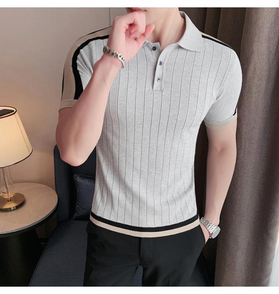 Men's Slim Fit Simple Everyday pel Knit Polo Shirt