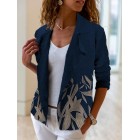 Casual Leaf Print Suit Jacket Women