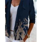 Casual Leaf Print Suit Jacket Women