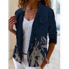 Casual Leaf Print Suit Jacket Women