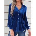 Fall/Winter Fashion Solid Color Velvet Loosen Blouse