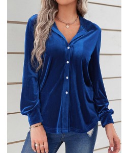 Fall/Winter Fashion Solid Color Velvet Loosen Blouse