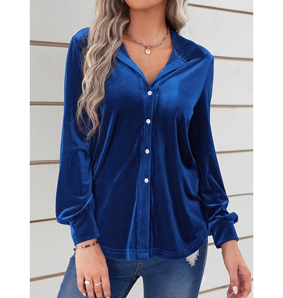 Fall/Winter Fashion Solid Color Velvet Loosen Blouse