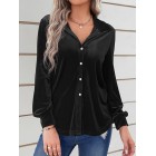 Fall/Winter Fashion Solid Color Velvet Loosen Blouse