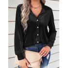 Fall/Winter Fashion Solid Color Velvet Loosen Blouse