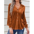 Fall/Winter Fashion Solid Color Velvet Loosen Blouse