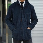 Men's  Blue Simple Corduroy Casual Jacket