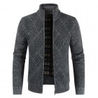 Men's Stand Colr Patchwork Pid Fleece Sweater Cardigan