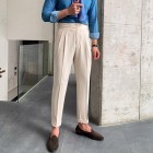 Mens Italian Neapolitan straight trousers with high waist