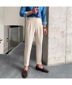 Mens Italian Neapolitan straight trousers with high waist