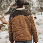 Mens  Suede Patchwork Thick Jacket