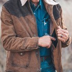 Mens  Suede Patchwork Thick Jacket