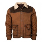 Mens  Suede Patchwork Thick Jacket