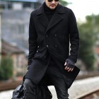 Men's Double Breasted Mid Length pel Woolen Trench Coat