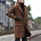 Men's Double Breasted Mid Length pel Woolen Trench Coat