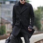 Men's Double Breasted Mid Length pel Woolen Trench Coat