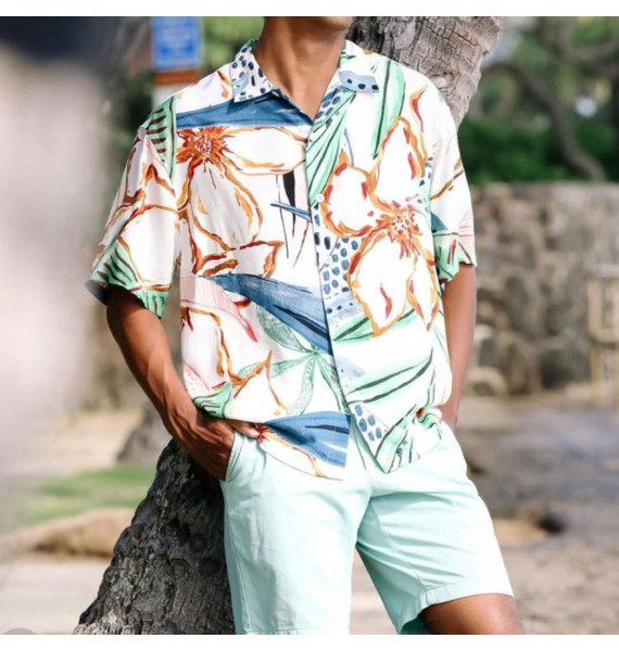 Men's Botanical Print Resort Shirt