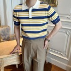 Color Block Stripe Knite Polo Shirt